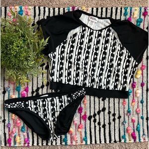 PETER PILOTTO Target Black White Street To Swim Scuba Top & Bikini Bottoms S/M